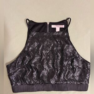 Forever 21 Contemporary Black Sequin Halter Tank Top Large